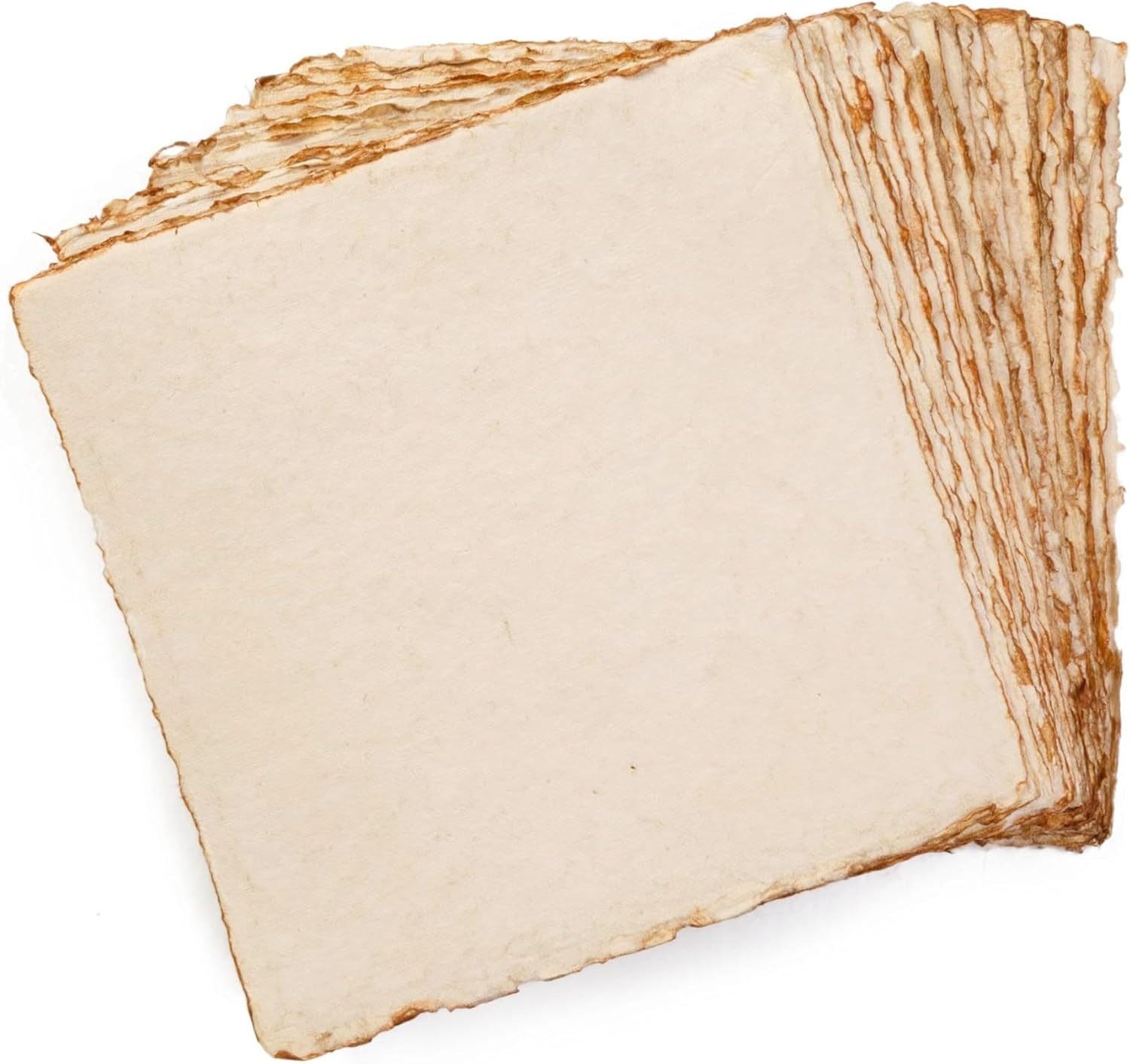 Papel de acuarela vintage grueso hecho a mano con borde deckle – 8 x 8 pulgadas – 300 GSM, papel mixto texturizado de prensa en frío envejecido de