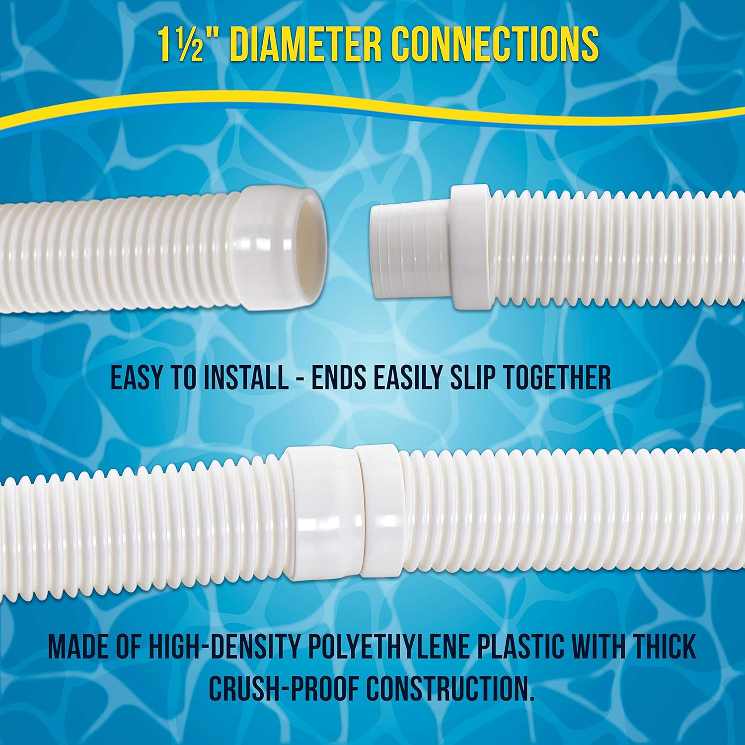 U.S. Pool Supply Manguera para aspiradora de piscina, juego de 8 piezas de manguera de piscina, secciones de conector en espiral flexible blanco de