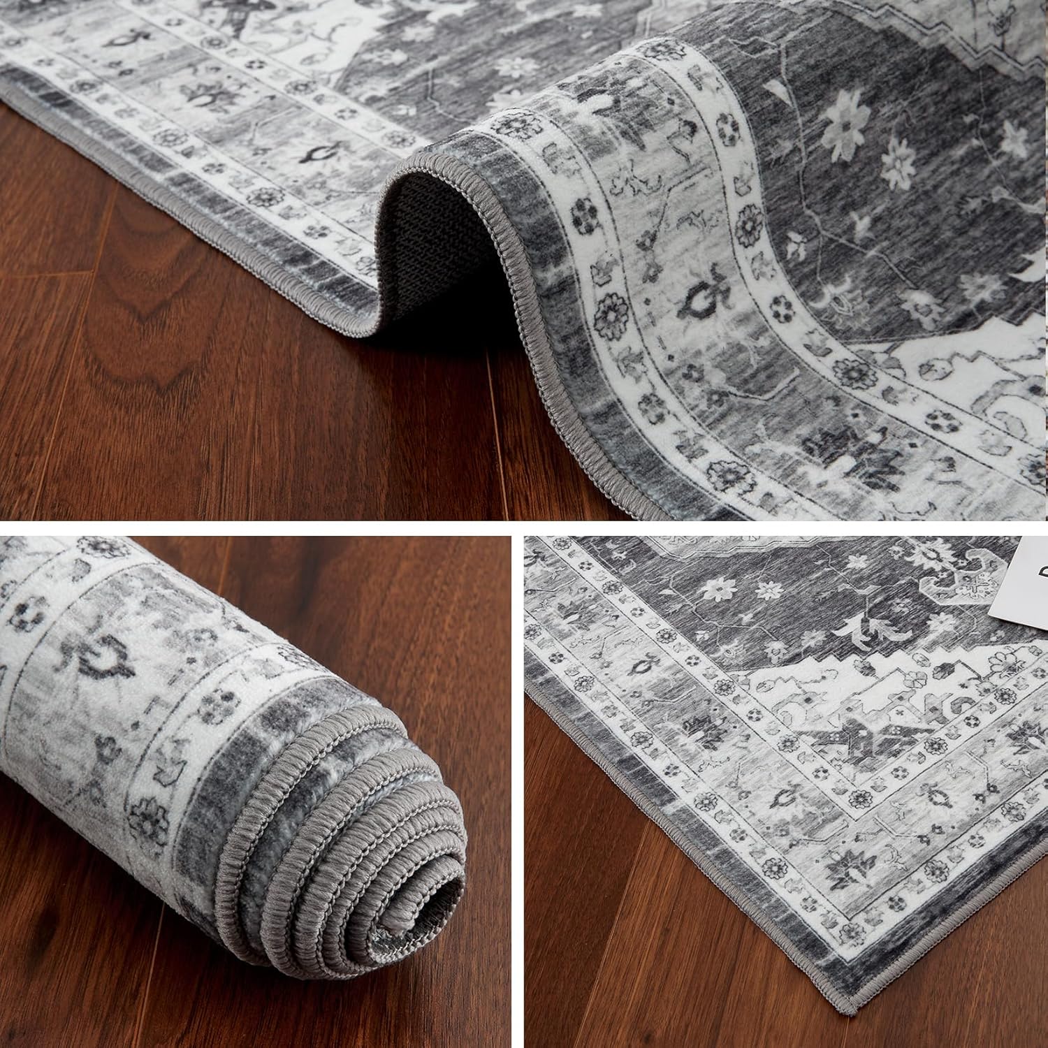 RUGSREAL Alfombra bohemia lavable de 2 x 6 pies, alfombra larga lavable para pasillo, tapete de cocina, tapete floral, antideslizante, no desprende