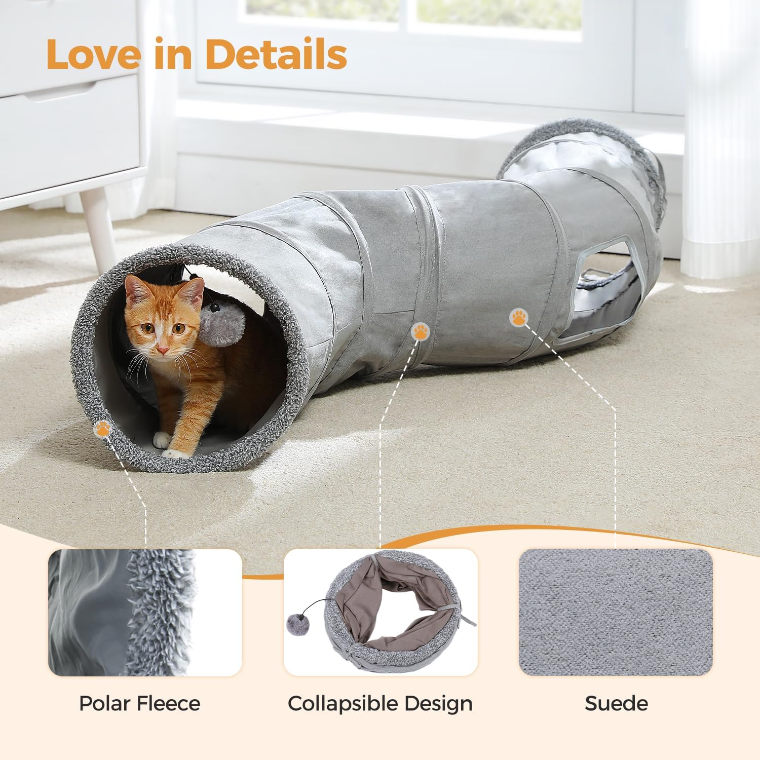 PAWZ Road Tubo de juego plegable en forma de S para gatos de 10.5 pulgadas de diámetro