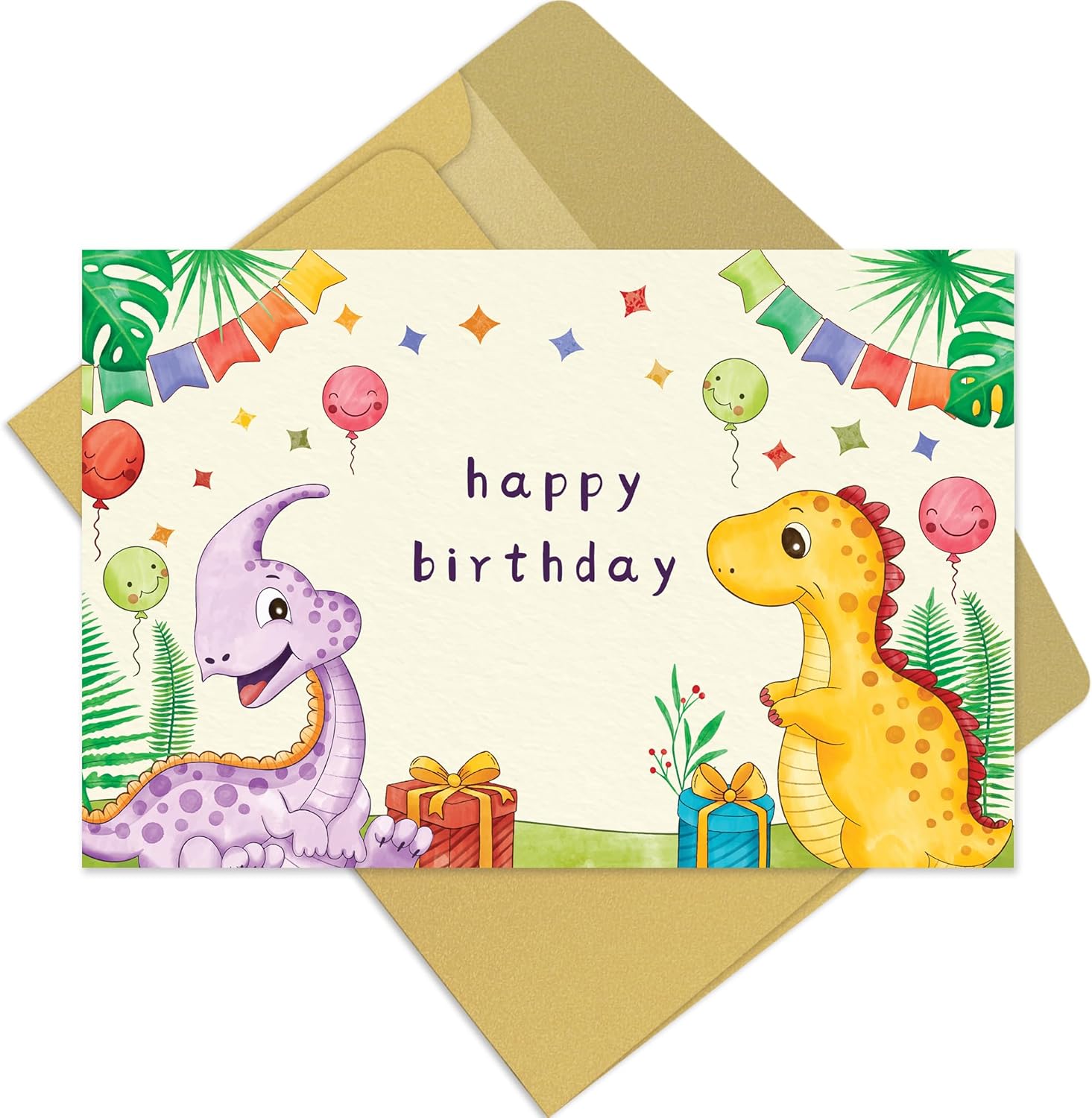 Bonita tarjeta de cumpleaños de dinosaurio para niño y niña, tarjeta de cumpleaños para hijo, hija, nieto, tarjeta de feliz cumpleaños para sobrino