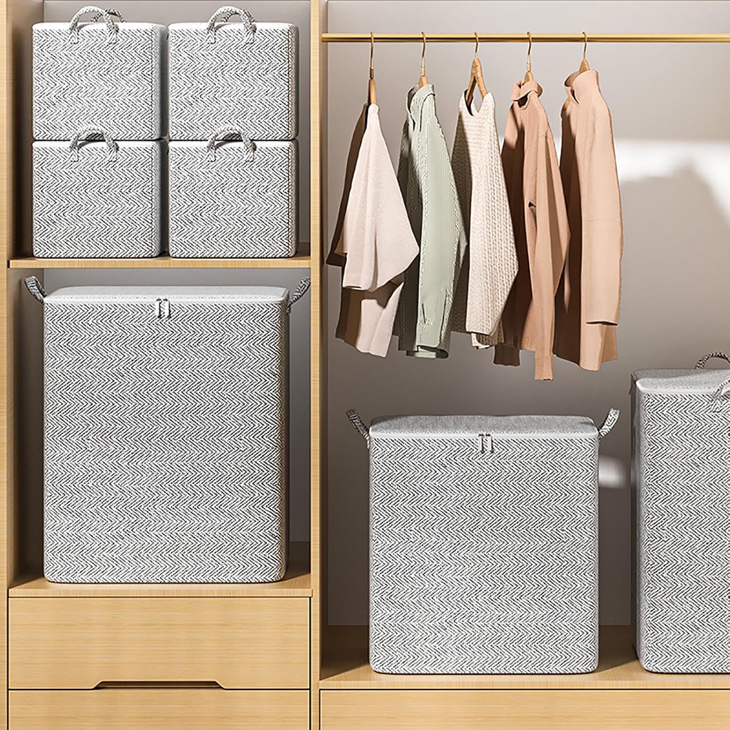 Serie de bolsas de almacenamiento de ropa para el hogar con cremallera bidireccional – Caja de almacenamiento de clasificación de armario de