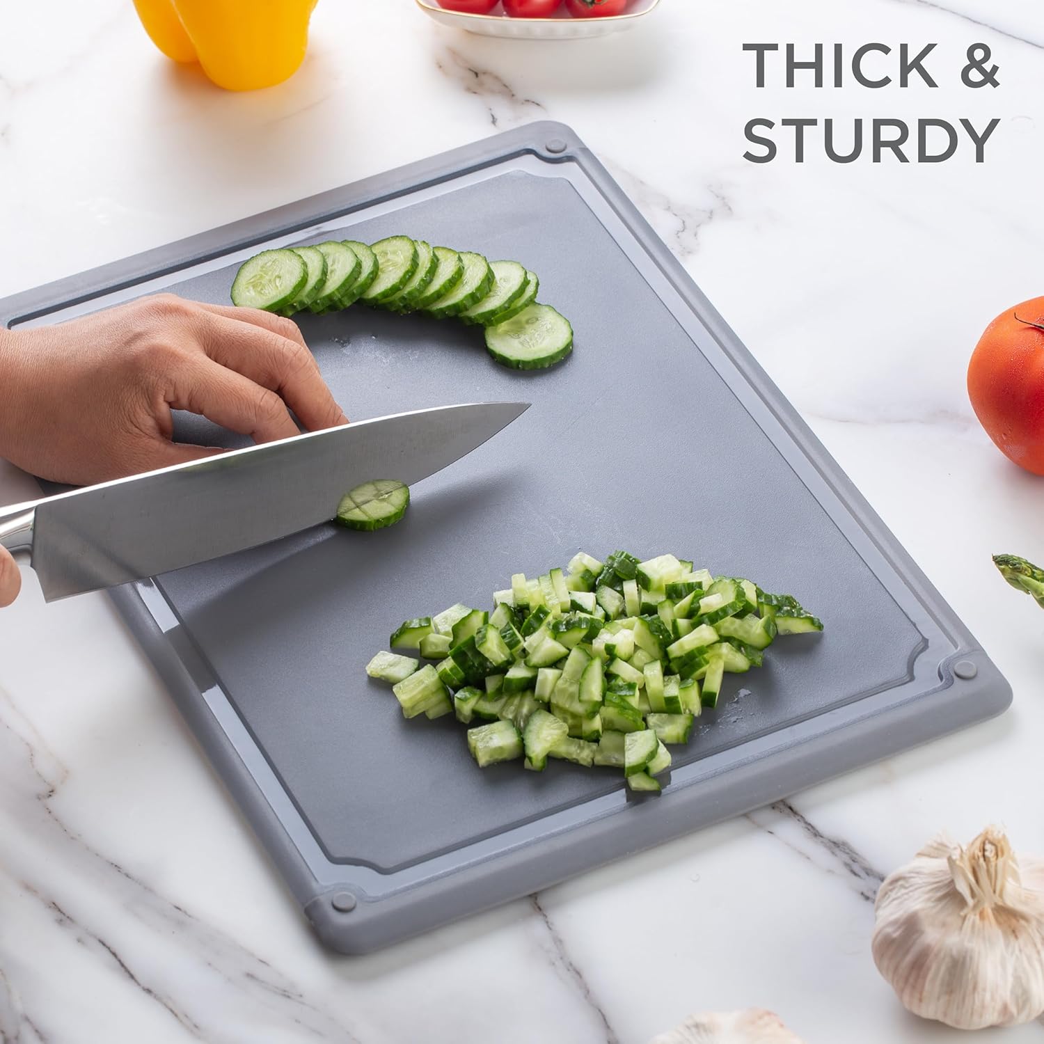 Tablas de cortar para cocina  Juego de tablas de cortar de 3 piezas con ranuras para jugos, tablas de cortar extra grandes, tamaño jumbo, borde de