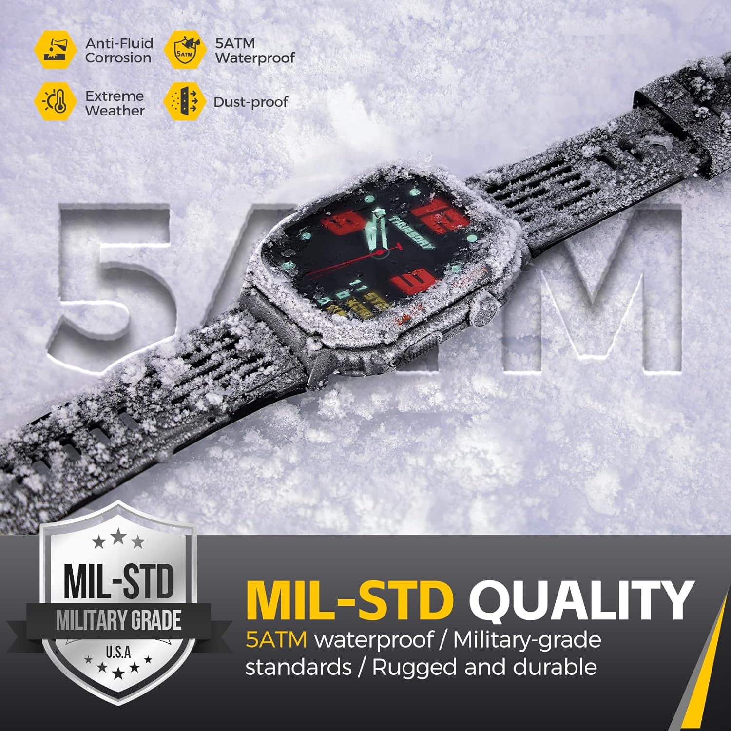 Reloj inteligente militar para hombre, resistente al agua, 5 ATM, con llamada, 2.02 pulgadas, pantalla grande, resistente al aire libre, reloj