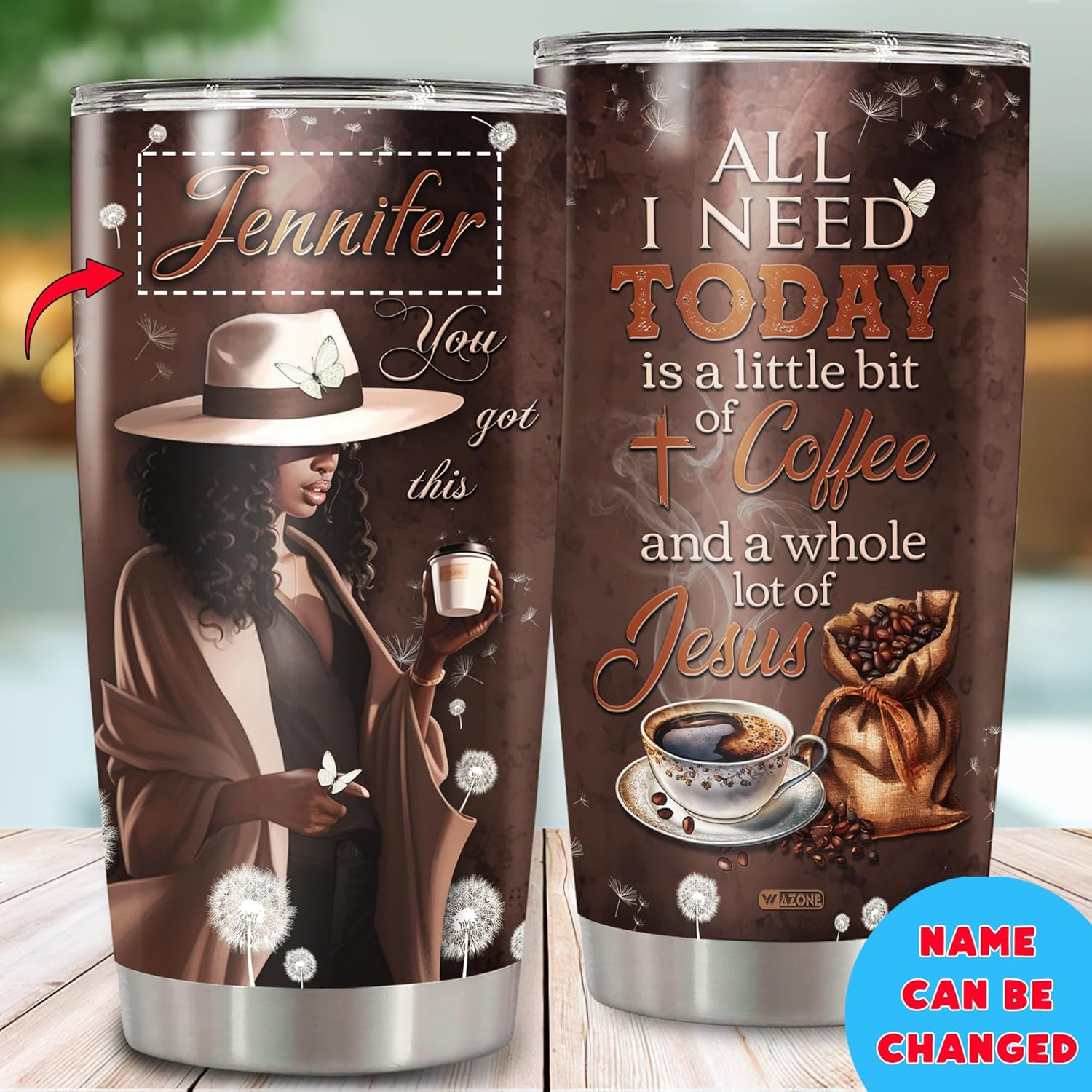 Vaso personalizado de reina negra con nombre personalizado de Jesús y café, 20 onzas, 30 onzas, taza de viaje con tapa, regalo para mujer africana,