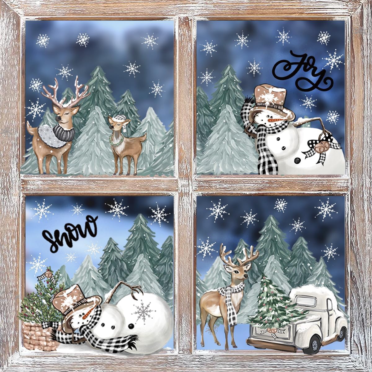 Horaldaily 331 calcomanías de Navidad para ventana, ciervo, camión, muñeco de nieve para suministros de fiesta en casa, tienda, ventana, decoración