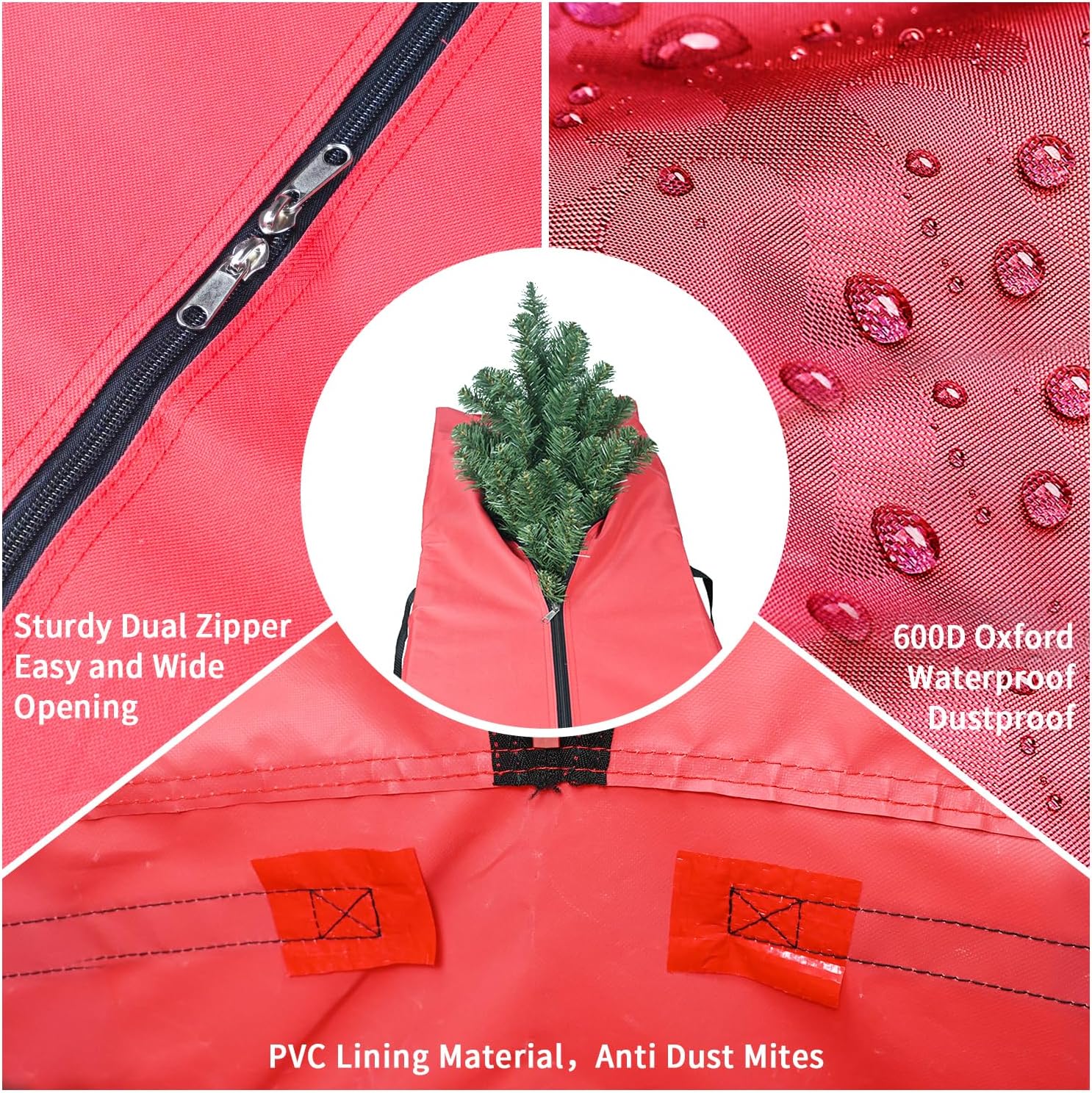 leheyhey Bolsa de almacenamiento para árbol de Navidad de 9 pies, poliéster Oxford 600D duradero con revestimiento de PVC impermeable, cierre de