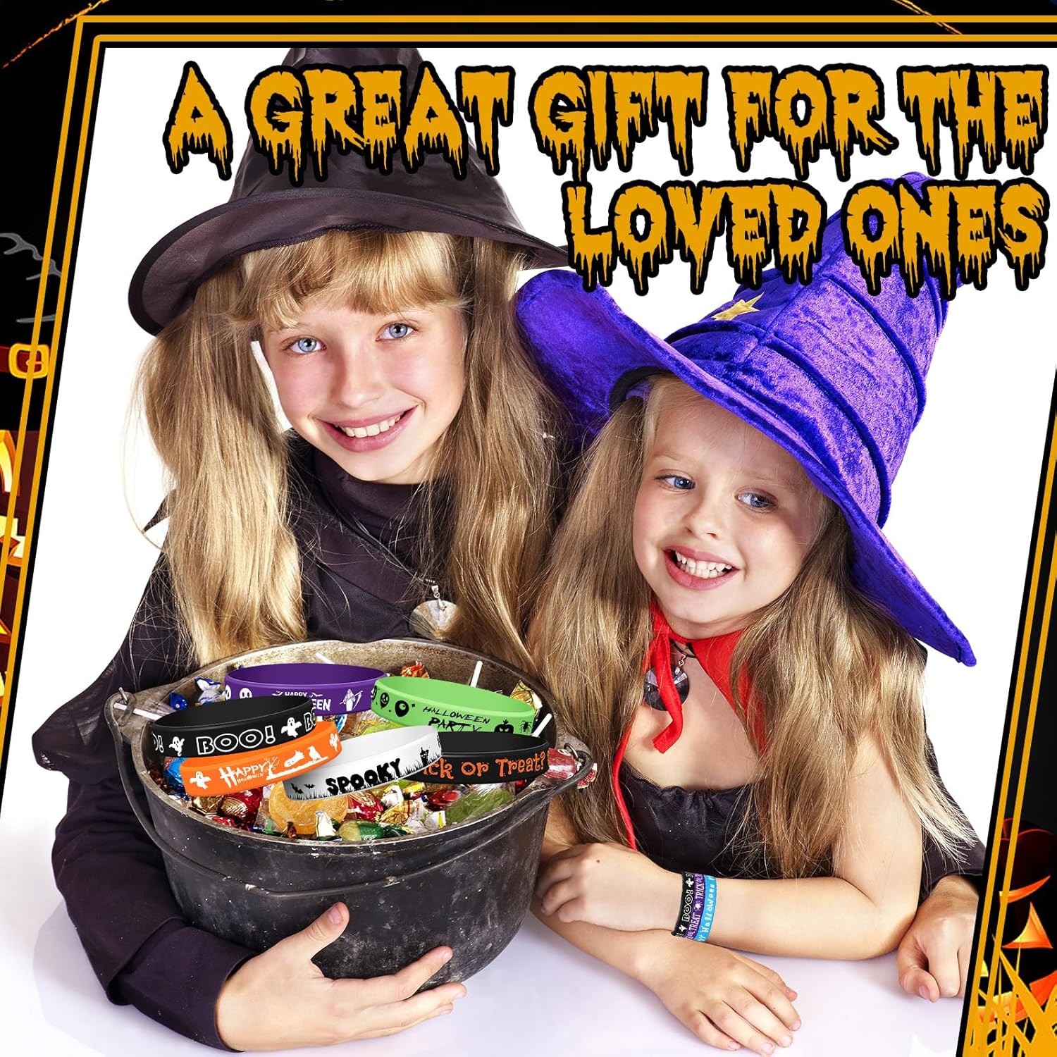 Halloween Rubber Wristbands Halloween Silicone Bracelets Trick or Treat for Kids Halloween Party Favors for Kids