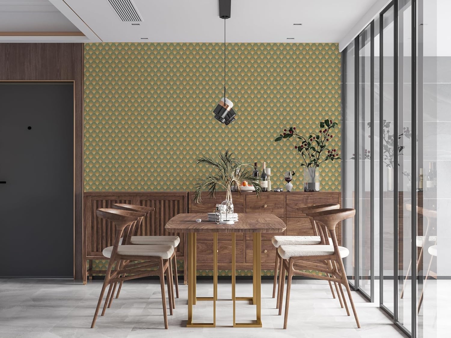 A.S. Création Papel pintado retro de los años 70 con gráfico vintage verde amarillo marrón beige papel pintado retro chic 1,297,181.8-27.9 ft x 0,53