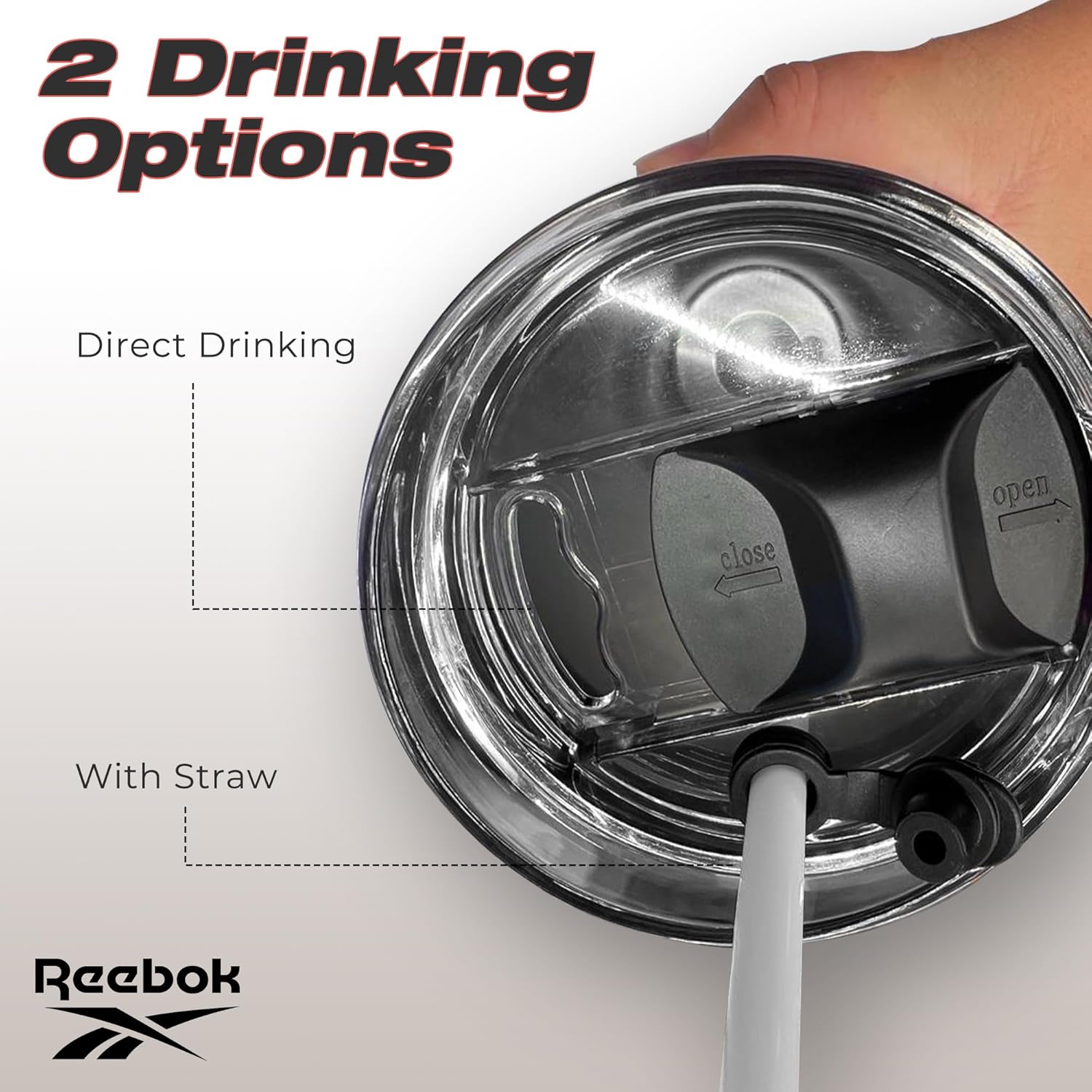 Reebok Vaso de acero inoxidable con asa, vaso de 40 onzas, dos tonos, vaso de doble pared aislado al vacío, vaso a prueba de fugas para hombres y