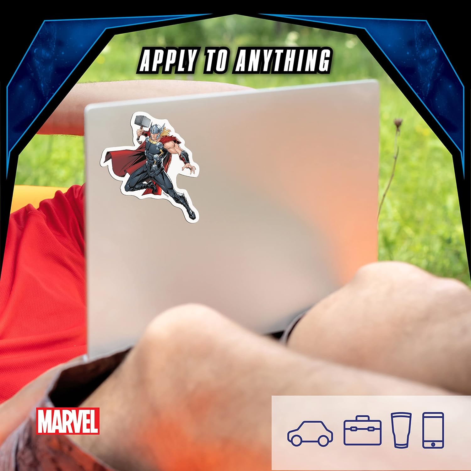 Marvel Thor – Juego de 3 calcomanías de vinilo para exteriores, para automóvil, laptop, computadora, botella de agua, calcomanías de Marvel para