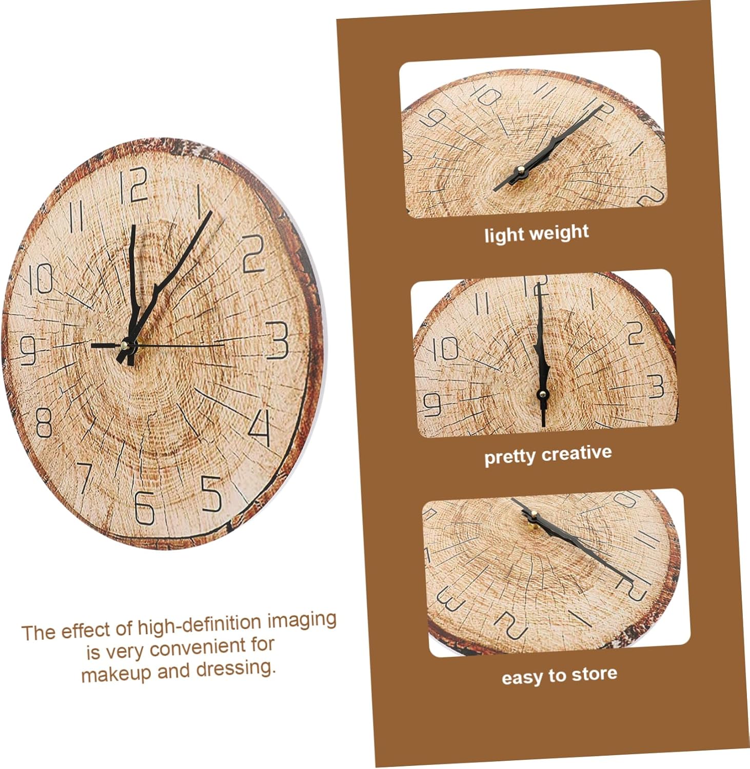 IMIKEYA 5pcs Annual Ring Wall Clock 3D Wall Clock Decor Wooden Wall Clock Bedroom Wall Clock Simple Wall Clock Clocks Rustic Home Decor Stylish