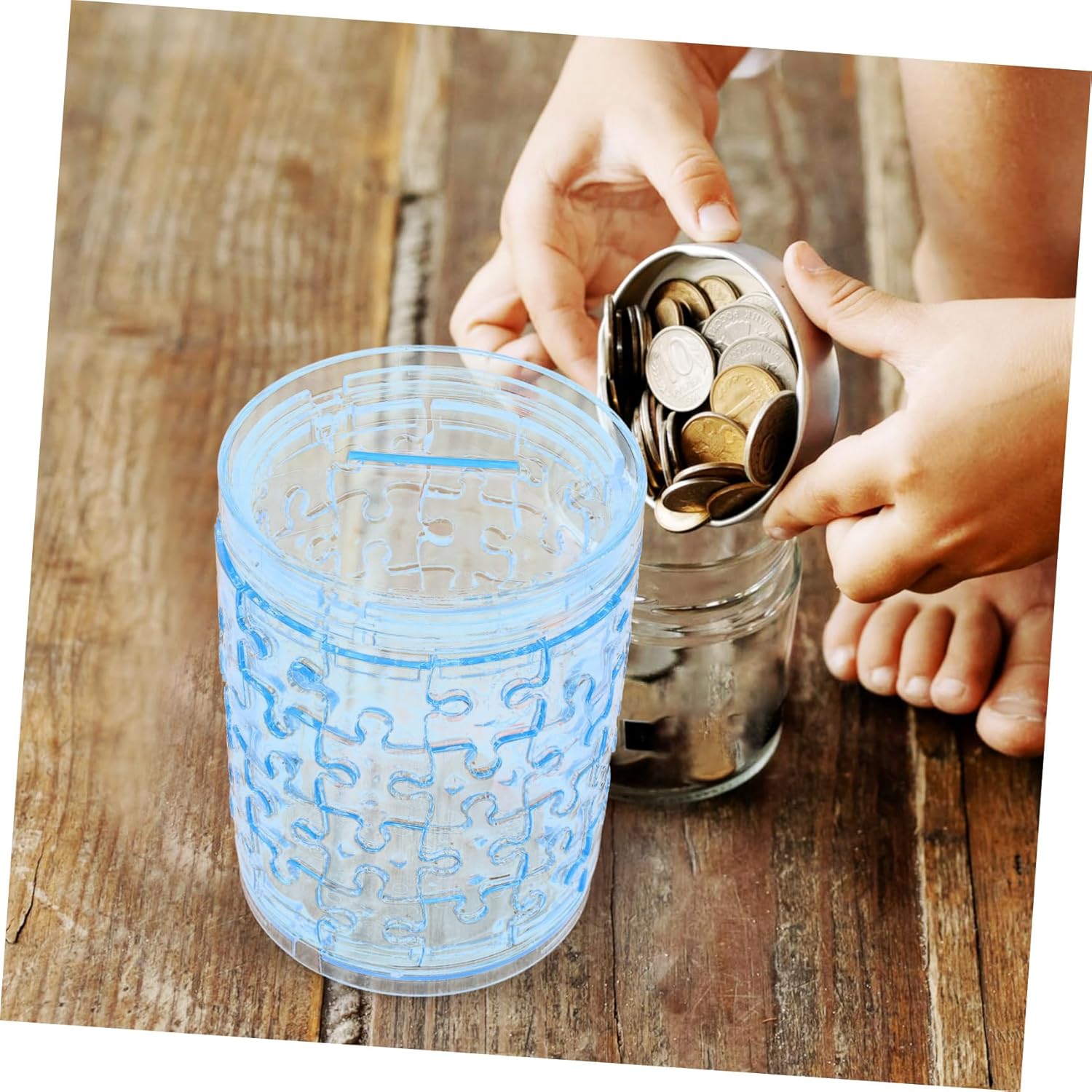 BRIGHTFUFU Alcancía para niños Contenedores de plástico Alcancía para adultos Accesorios para el hogar Tarro de cambio transparente Hucha dinero