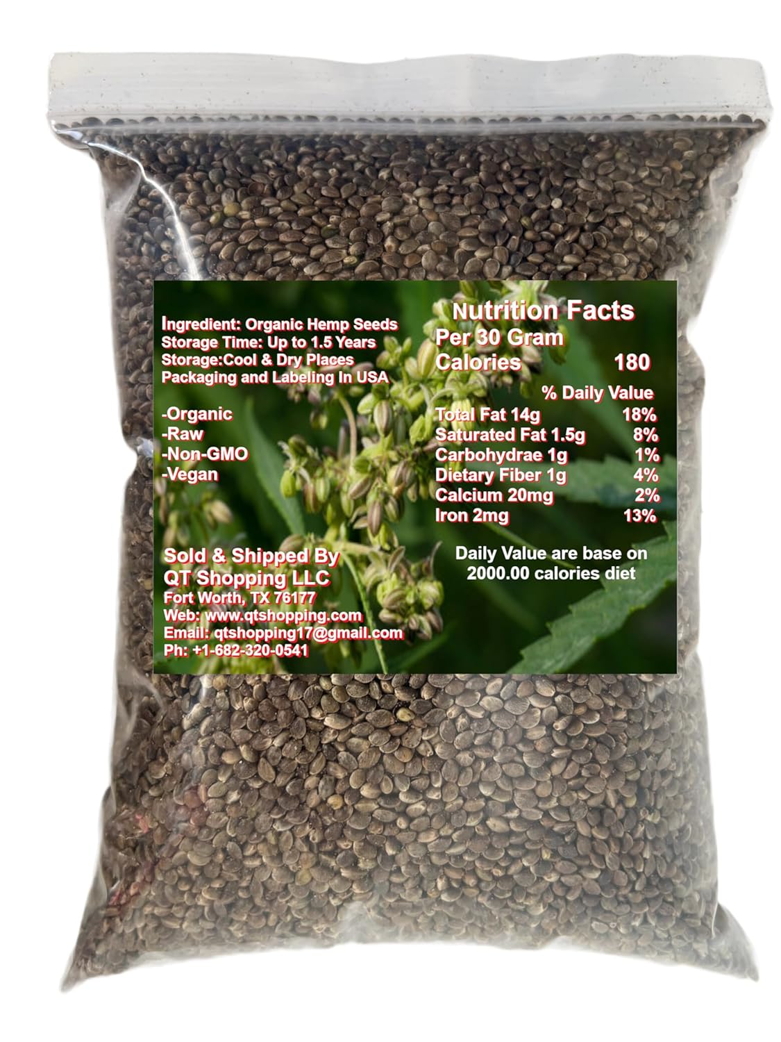 Semillas de cáñamo crudas orgánicas, 32 onzas, 0.35 onzas de proteína vegetal completa y 0.44 onzas de omegas por porción, veganas, sin gluten, sin