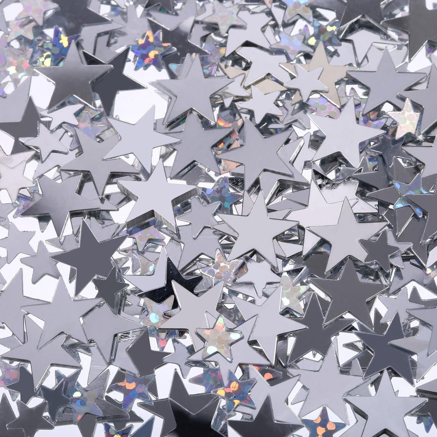Confeti de estrella metálico plateado con purpurina para decoración de bodas, fiestas de cumpleaños, 2.1 onzas