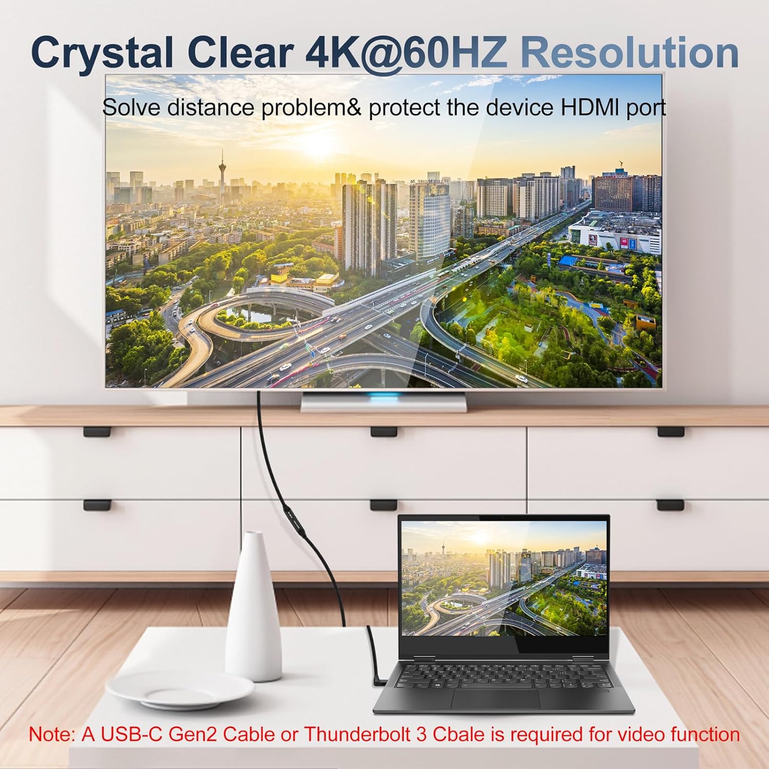 Cable de extensión USB C de ángulo recto de 90 grados, USB C 3.2 Gen2 macho a hembra 20Gbps 4K video tipo C cable extensor para MacBookiPad