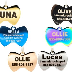 PetANtastic – Etiquetas identificatorias grabadas personalizables, en acero inoxidable, para perro o gato, identificación frontal y trasera, chapado PetANtastic – Etiquetas identificatorias grabadas personalizables, en acero inoxidable, para perro o gato, identificación frontal y trasera, chapado