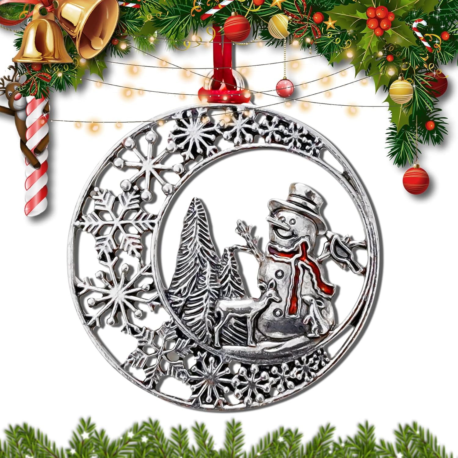 Adorno para árbol de Navidad de peltre sólido 2023, adornos hechos a mano, decoración colgante de artesanía de metal, hermosas decoraciones para