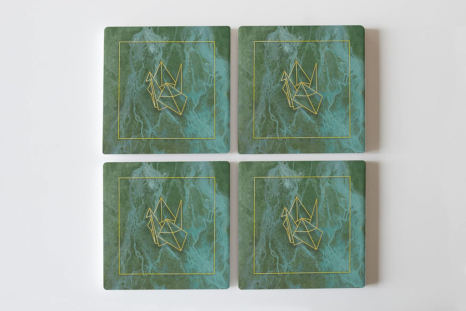 4 posavasos de cerámica absorbente con parte trasera de corcho, diseño artístico, juego de posavasos cuadrados de 4 pulgadas, protege la mesa, gran