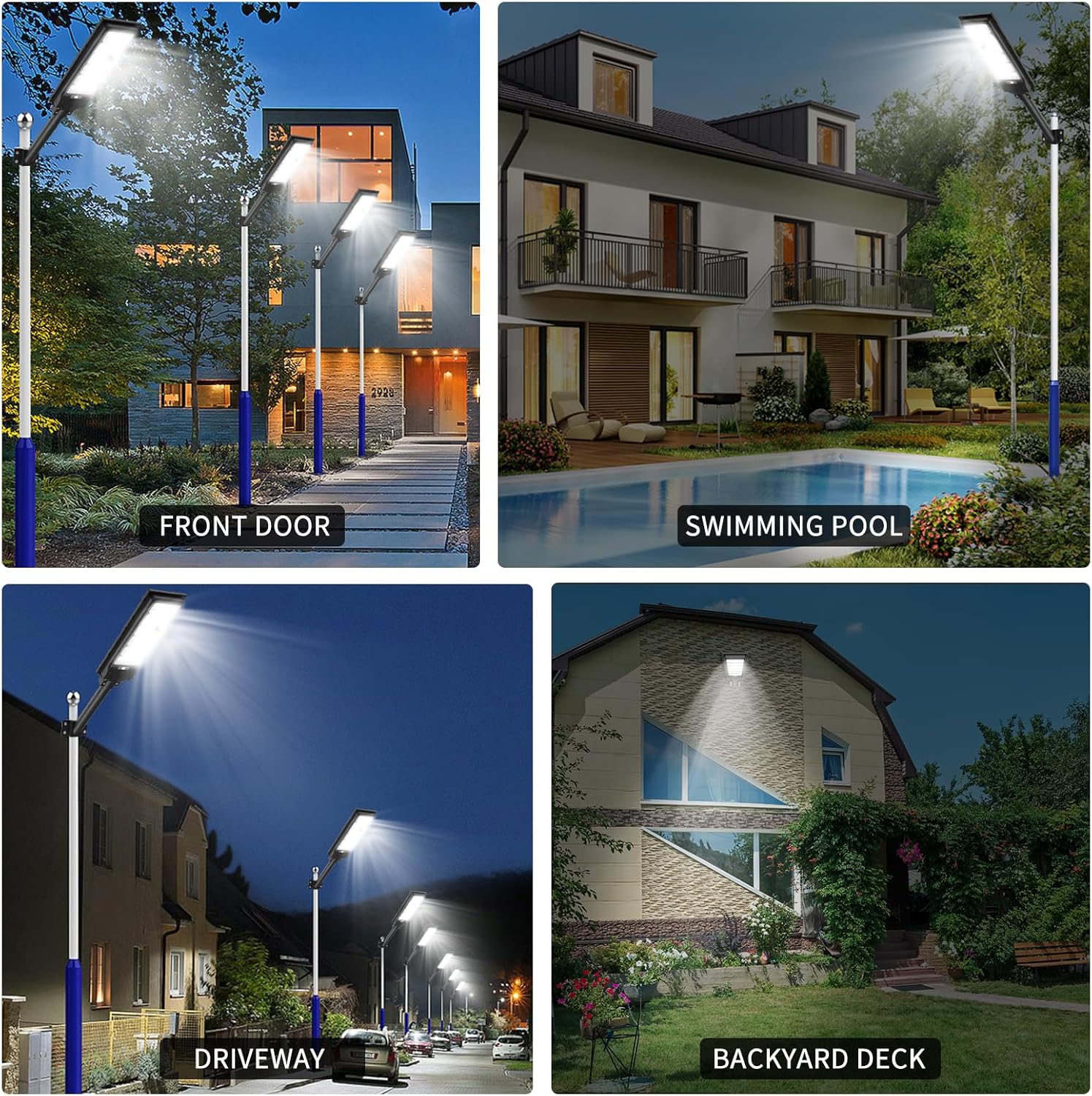 Viugreum Luces solares de calle de 1000 W para exteriores con sensor de movimiento, paquete de 10 1080 LED, 6000 K IP65, luces solares de