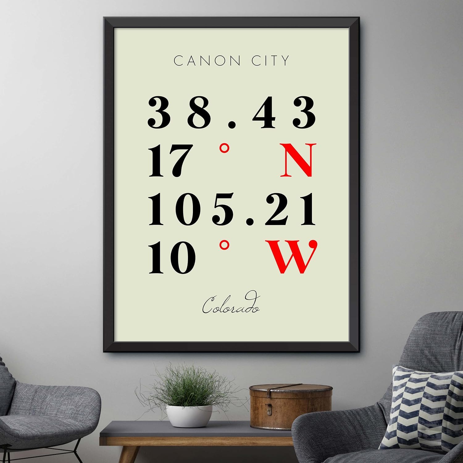 Mapa de Canon City, Colorado, Coordenadas Multilíneas de Colores (18×24)