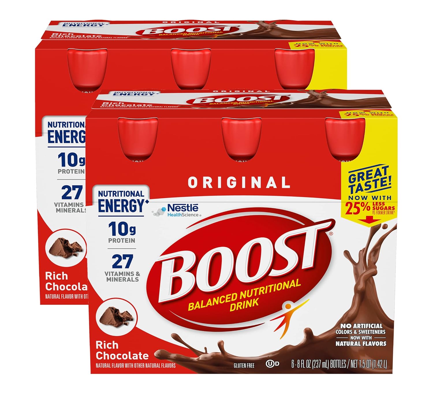 Boost Bebida nutricional completa original (8 onzas líquidas (paquete de 2), chocolate)