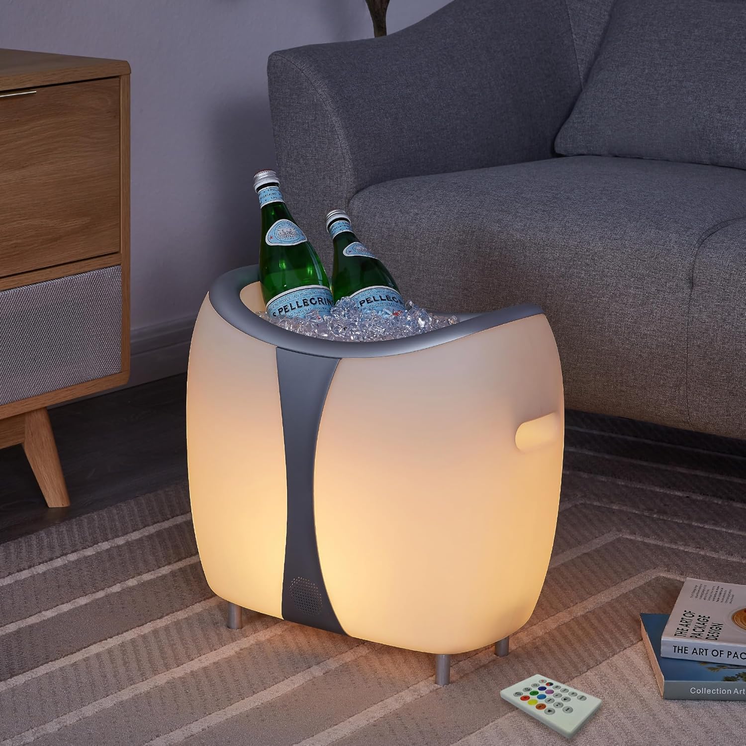 Enfriador de bebidas LED 3 en 1 de alta calidad con altavoz Bluetooth y cambio de color RGB, perfecto para fiestas en el jardín. Enfriador de vino