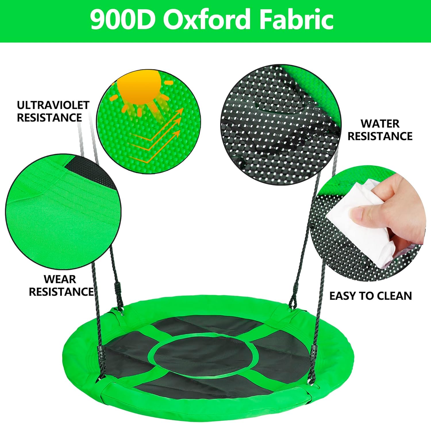 ZENY Juego de columpios con platillo para patio trasero  40 pulgadas de telaraña de tela Oxford Swing Mat y resistente marco de metal para patio de