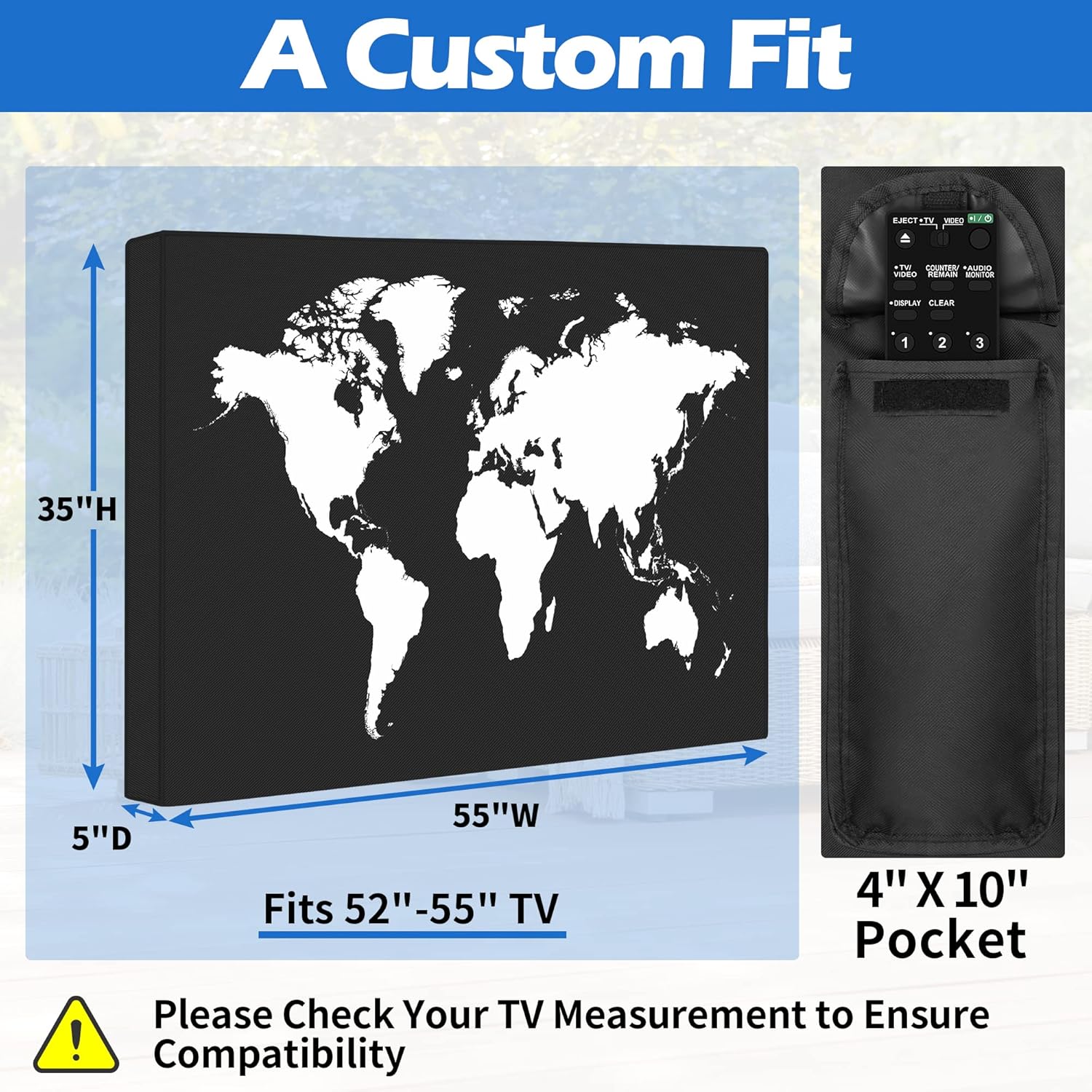 NEXCOVER Funda de TV para exteriores, protector de pantalla de TV de 52 a 55 pulgadas, lona 600D, material resistente al agua, resistente a la