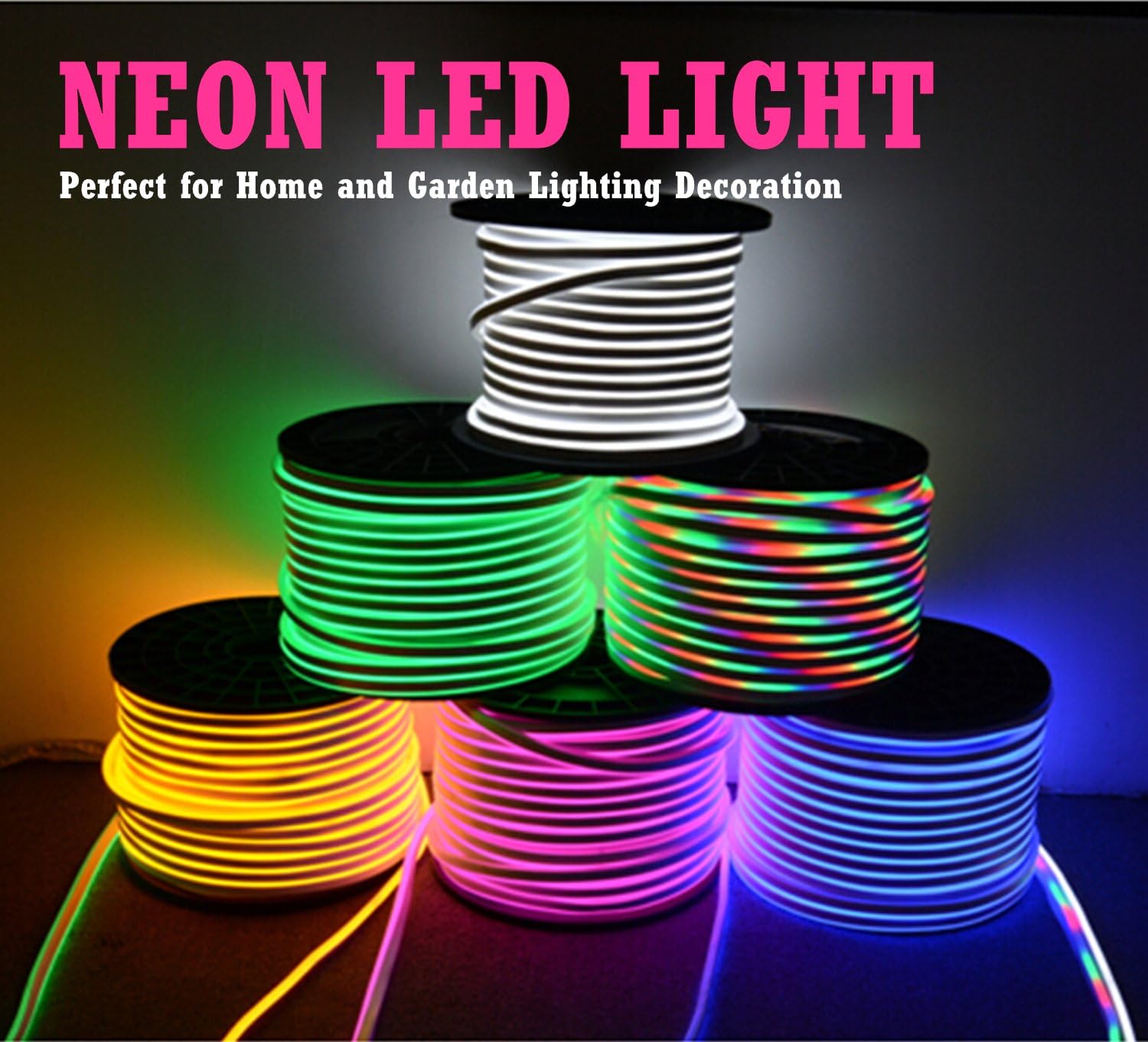 Tira de luces LED de neón (110  120 V, 60 ledesm, resistente al agua, 5050 SMD, con control remoto)