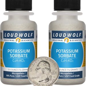 Sorbato de potasio  1 onza  2 botellas  99% puro USP grado alimenticio  Micropellets Sorbato de potasio  1 onza  2 botellas  99% puro USP grado alimenticio  Micropellets
