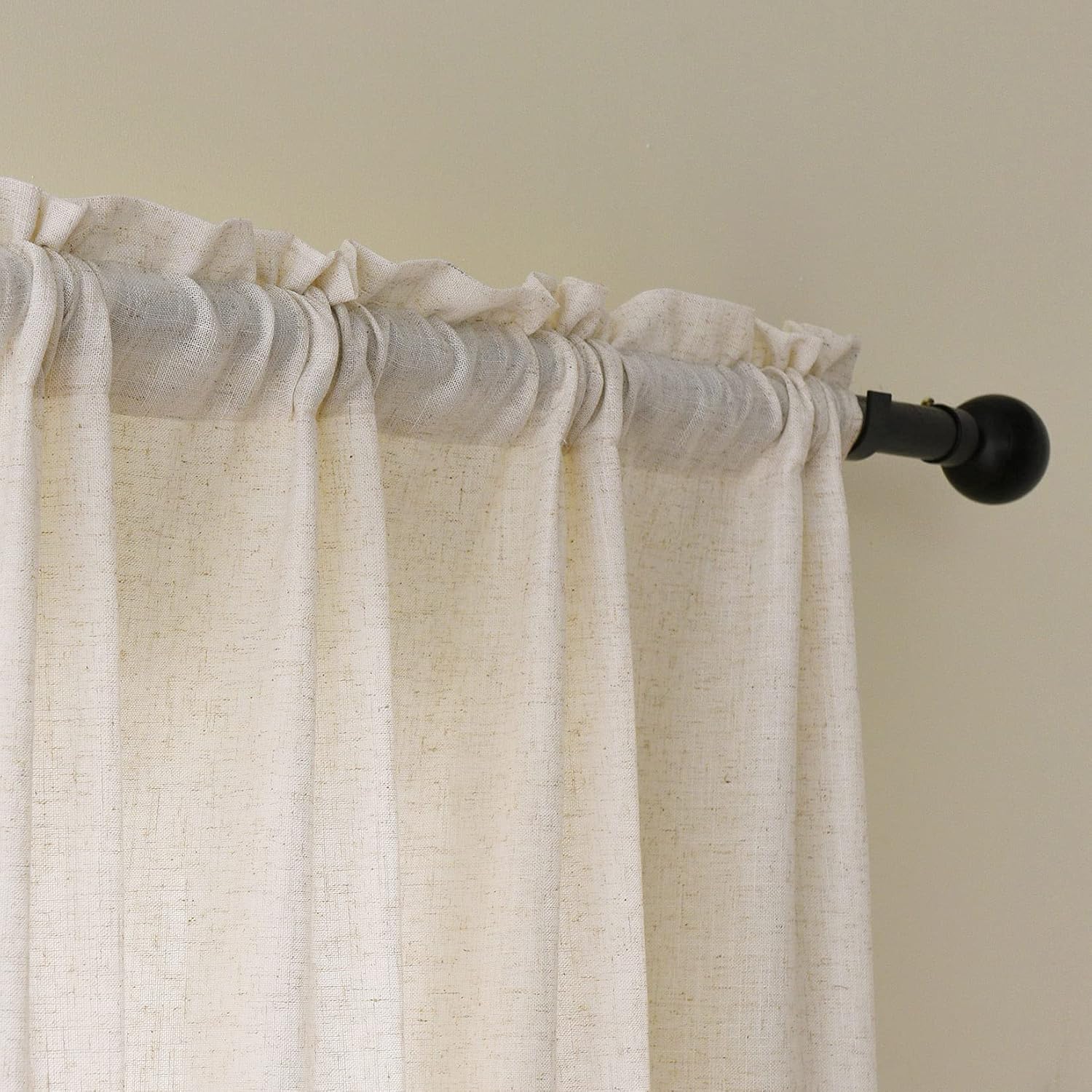 Valea Home Panel de cortinas de lino de 54 pulgadas de largo, con bolsillo para cortinero, cortinas crudas para dormitorio, sala de estar, paneles
