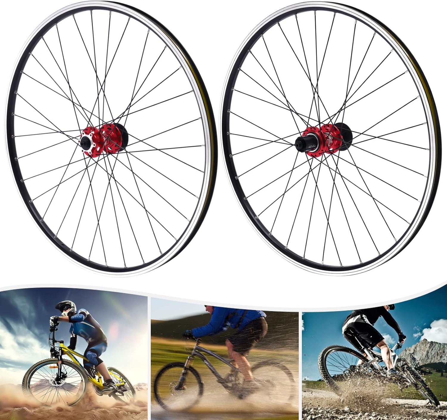 Juego de ruedas para bicicleta de montaña, 27.5 pulgadas, 12 velocidades, aleación de aluminio, freno de disco MTB, freno de disco negro de seis