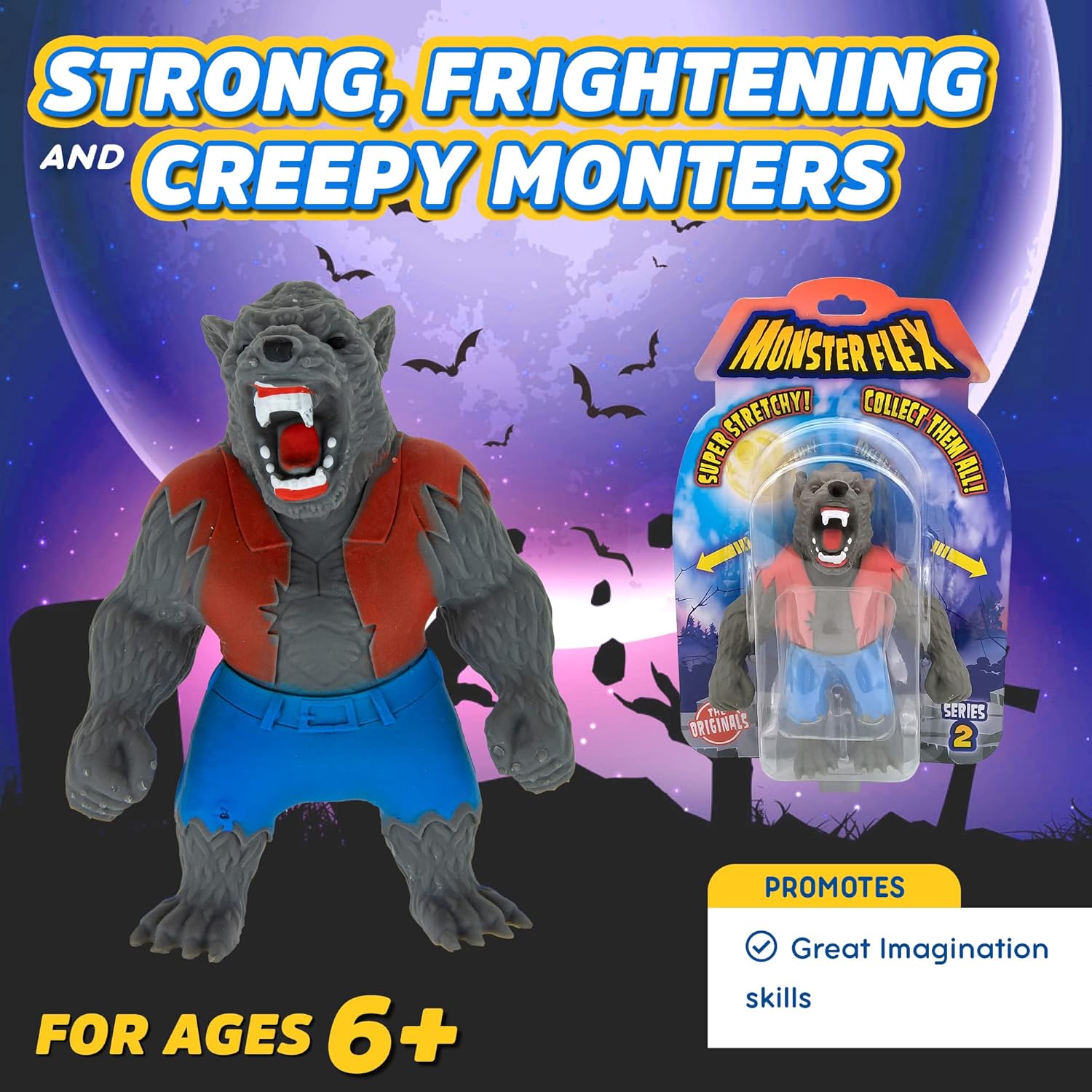 Monster Flex – Juguetes elásticos para niños y niñas, 14 monstruos elásticos espeluznantes únicos, regalos de cumpleaños, de fiesta, juguetes
