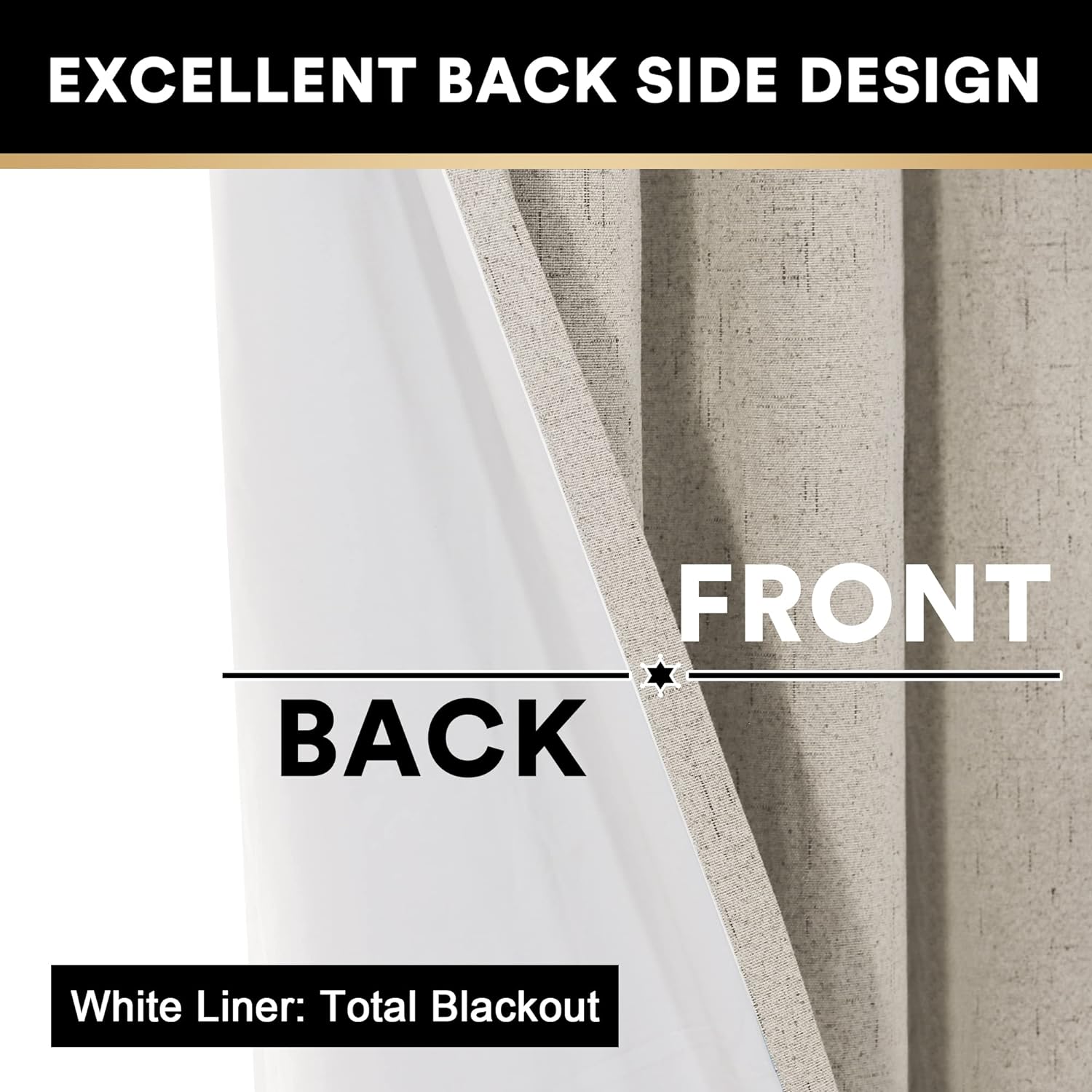 PrinceDeco Cortinas 100% opacas para dormitoriosala de estar, cortinas opacas de lino de 96 pulgadas de largo, cortinas de tratamiento de ventanas