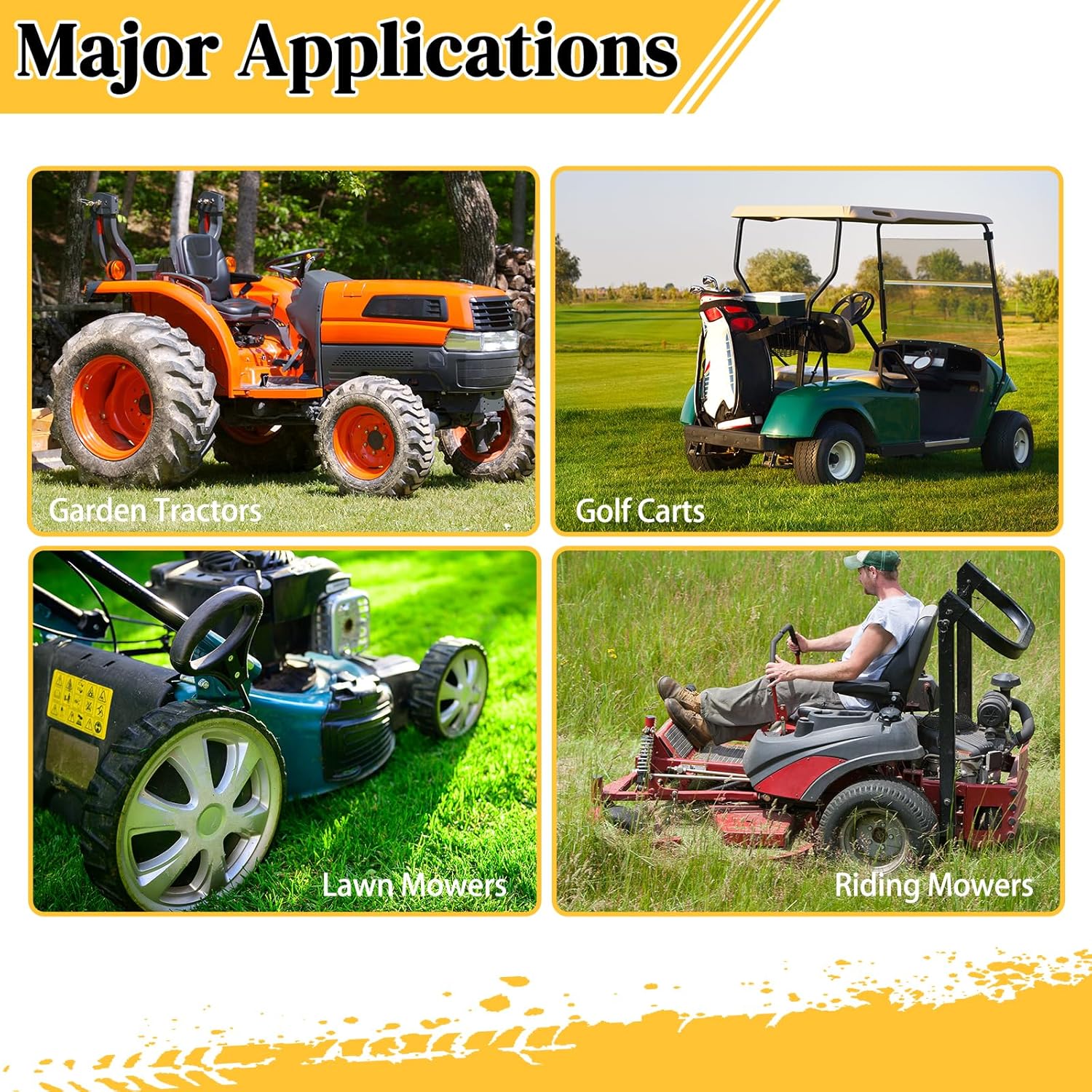 Juego de 2 neumáticos para cortacésped de 23 x 10.50-12 para tractor de jardín, carrito de golf, neumático de 23 x 10.50 x 12 4PR sin cámara