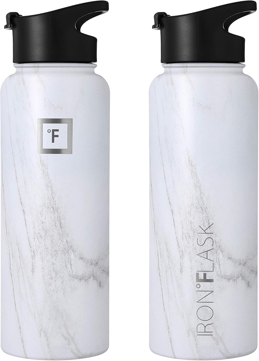 IRON FLASK – Botella deportiva de 14, 18, 22, 32, 40, 64 o 128 onzas, 3 tapas (boquilla), acero inoxidable aislado al vacío, doble pared moderna,