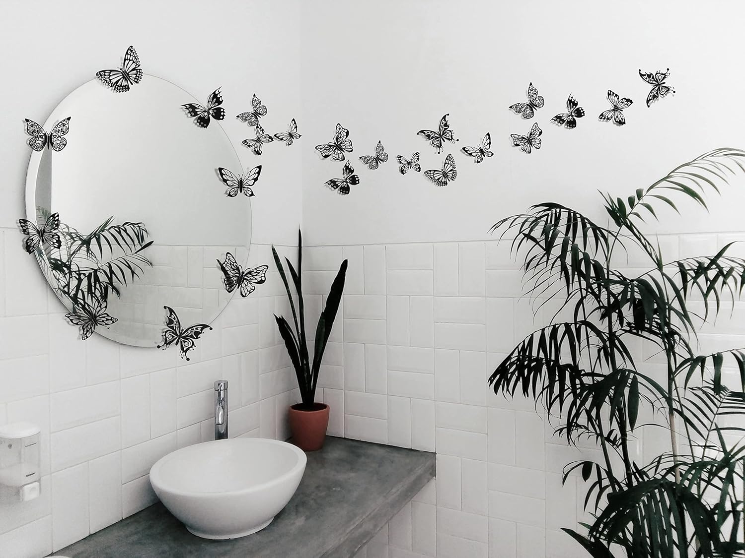 48 decoraciones de mariposa negra, 3 tamaños, 4 estilos, decoración de pared de mariposa 3D, decoraciones de fiesta de mariposa, decoraciones de