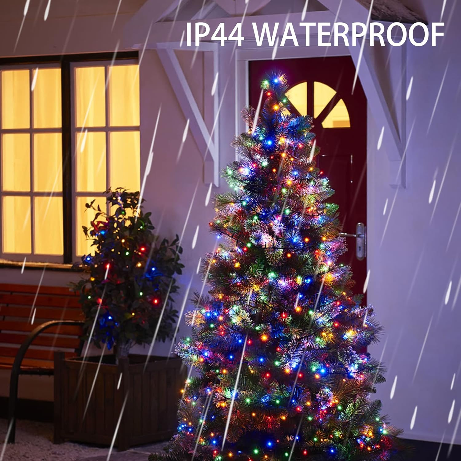 Dazzle Bright – Guirnalda de 300 luces LED para Navidad, de 100 pies con 8 modos, impermeables, conectables, cable verde, decoraciones para