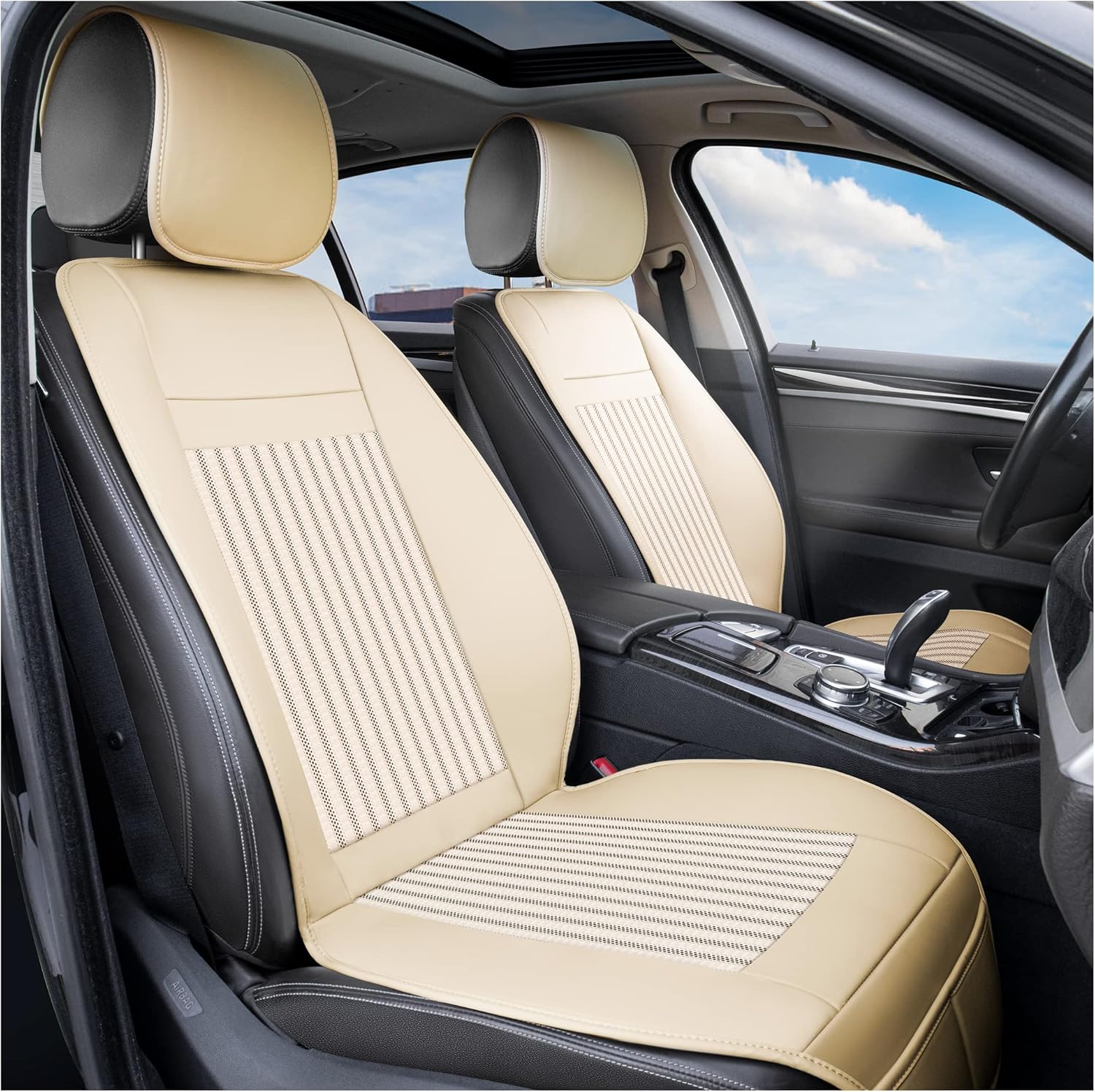 Paffenery Juego de 2 fundas universales para asientos delanteros de automóvil, fundas de asiento de vehículo de lujo impermeables para asiento de