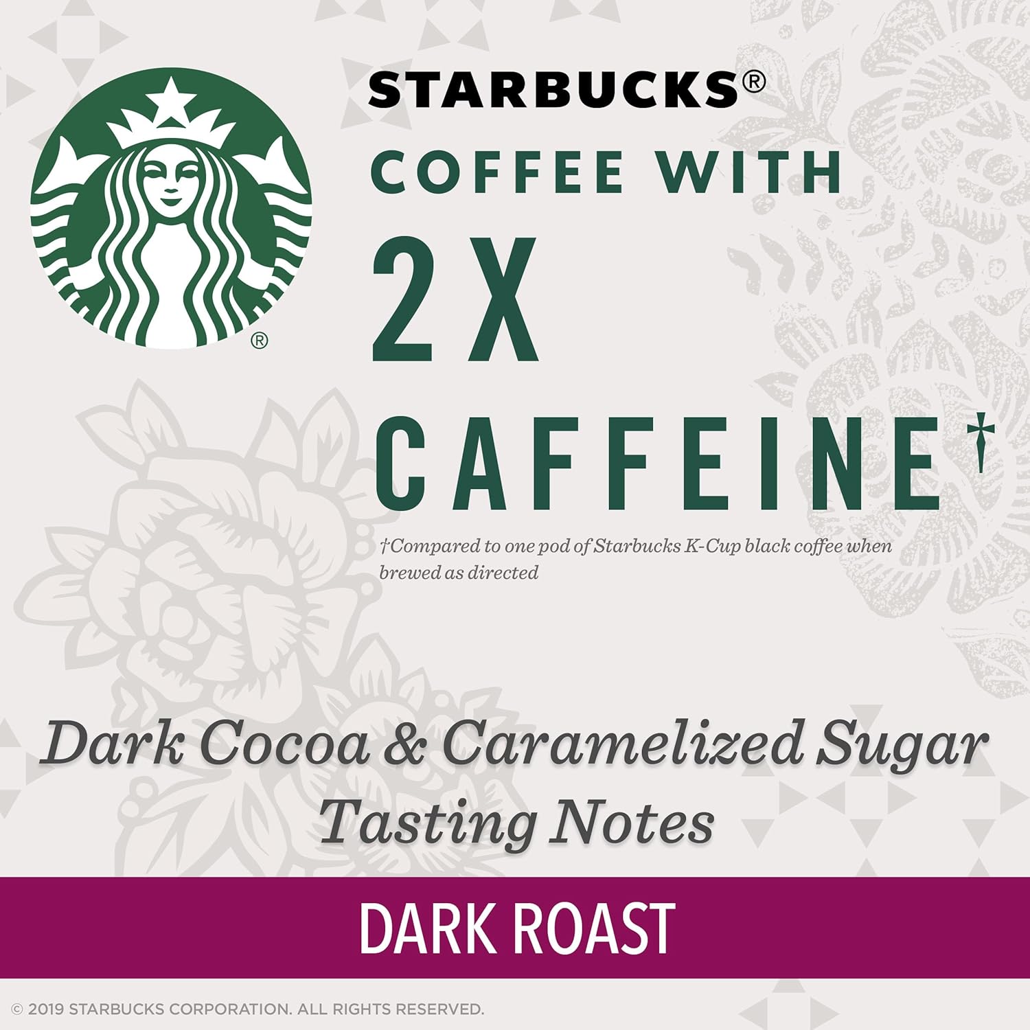 Starbucks K-Cups de café tostado oscuro con 2 veces más cafeína, cápsulas de café para cafeteras Keurig, 1 caja (10 cápsulas)