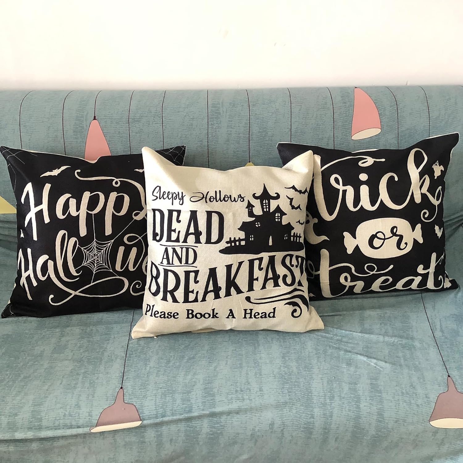 Juego de 4 fundas de almohada de 18 x 18 pulgadas para decoración de Halloween