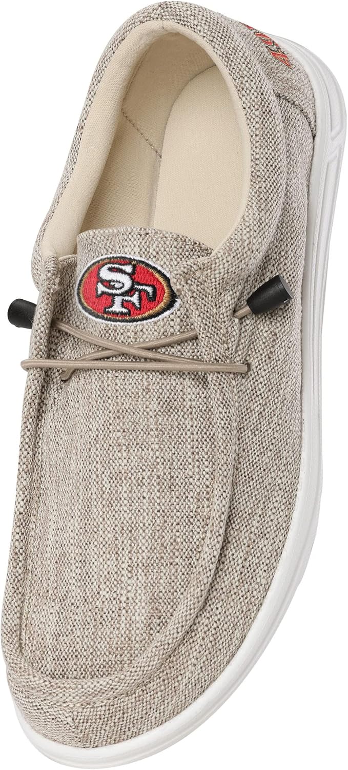 FOCO Men’s NFL Team Logo Lightweight Loafers Lace Up Cotton Knit Shoes