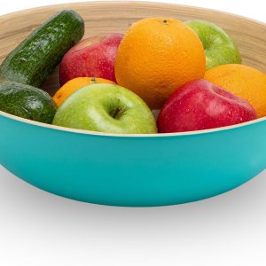 CLAYNIX Ensaladera de bambú, tazón grande para servir o tazón con patatas fritas para aperitivos de fiesta, tazón ligero para palomitas de maíz, CLAYNIX Ensaladera de bambú, tazón grande para servir o tazón con patatas fritas para aperitivos de fiesta, tazón ligero para palomitas de maíz,