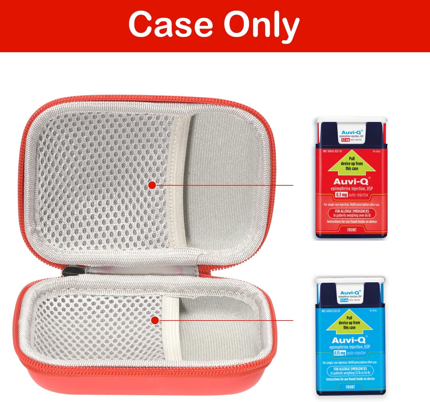 Auvi Q Estuche de transporte, bolsa de emergencia portátil para medicina para 2 inyectores automáticos Auvi-Q, inhalador de asma, aerosol nasal,