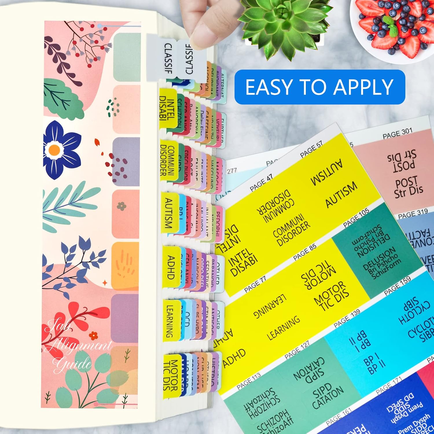Fichas de índice para DSM-5-TR, DSM-5, funciona para la última versión DSM-V-TR 2022, 18 pestañas en blanco incluidas, codificadas por colores y