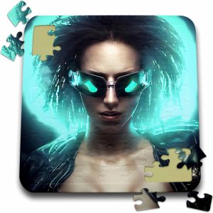 3dRose Fantasy Cyborg Brunette Woman in Special Glasses. Green Light Behind – Puzzles (pzl-377044-2) 3dRose Fantasy Cyborg Brunette Woman in Special Glasses. Green Light Behind – Puzzles (pzl-377044-2)