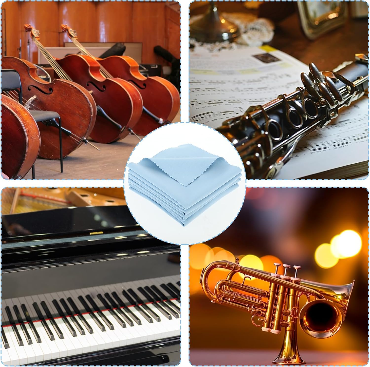 4 paños de limpieza de microfibra pequeños, paño de limpieza de instrumentos musicales suave sin pelusa para guitarra, violín, piano, latón,