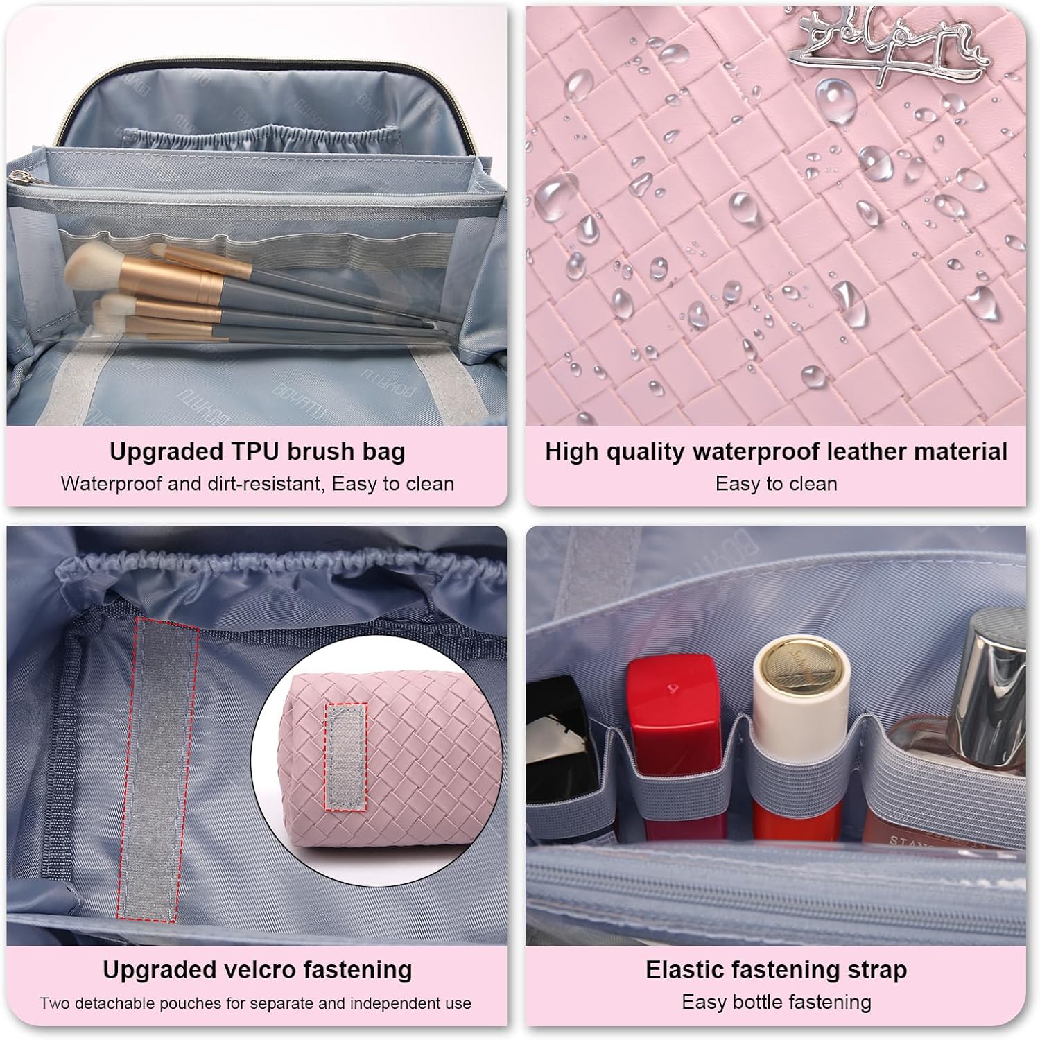Bolsa de maquillaje organizadora de viaje para cosméticos juego de 3 bolsas de aseo de gran capacidad para mujeres, bolsa de maquillaje portátil con
