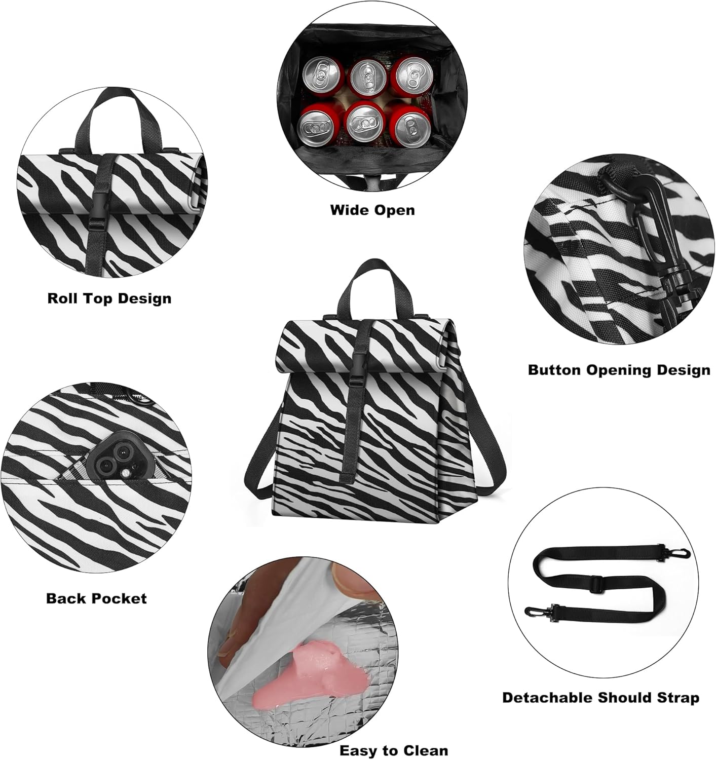 Lonchera para mujeres y hombres, lonchera plegable para adultos, bolsa de almuerzo aislada para oficina, trabajo, picnic con correa para el hombro,